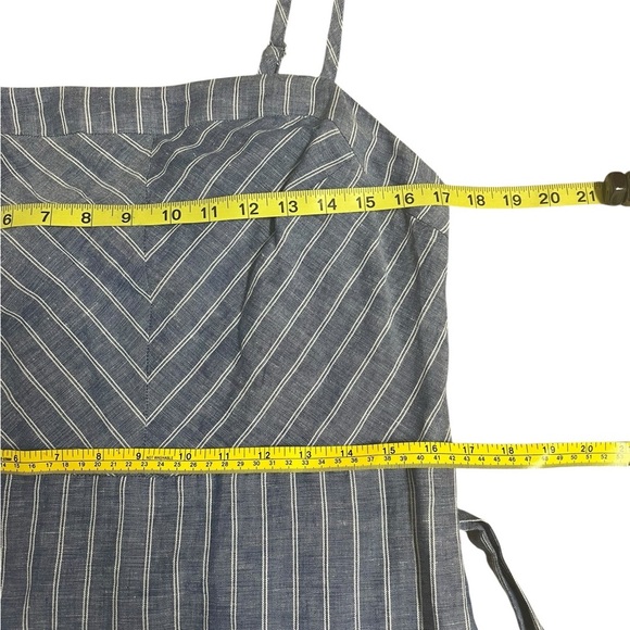 Banana Republic Striped Linen Blend Shift Dress Blue White Tie Waist Size 8 NWT - Picture 3 of 13